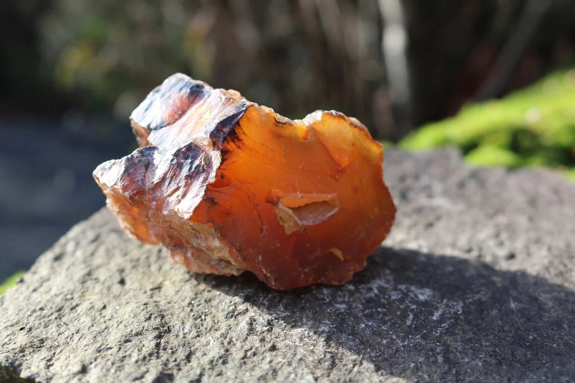 Carnelian agate with druzy and unique pattern