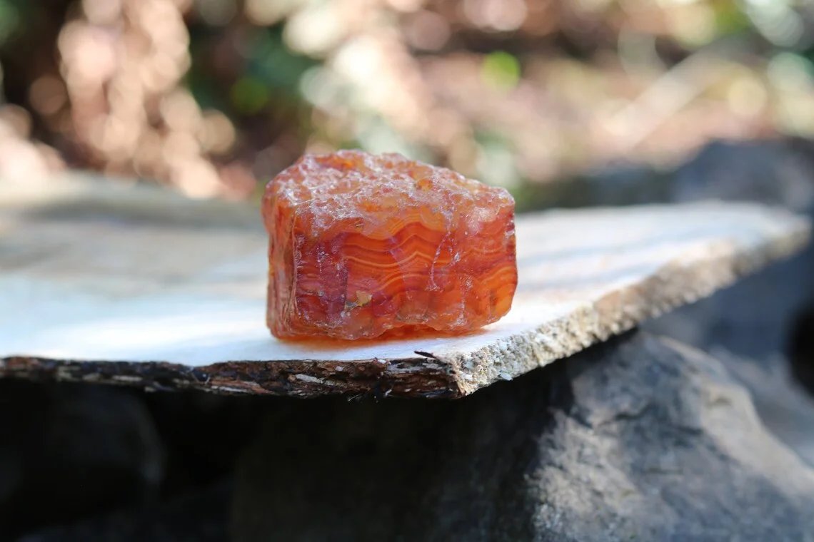 Small polished carnelian agate specimen for display