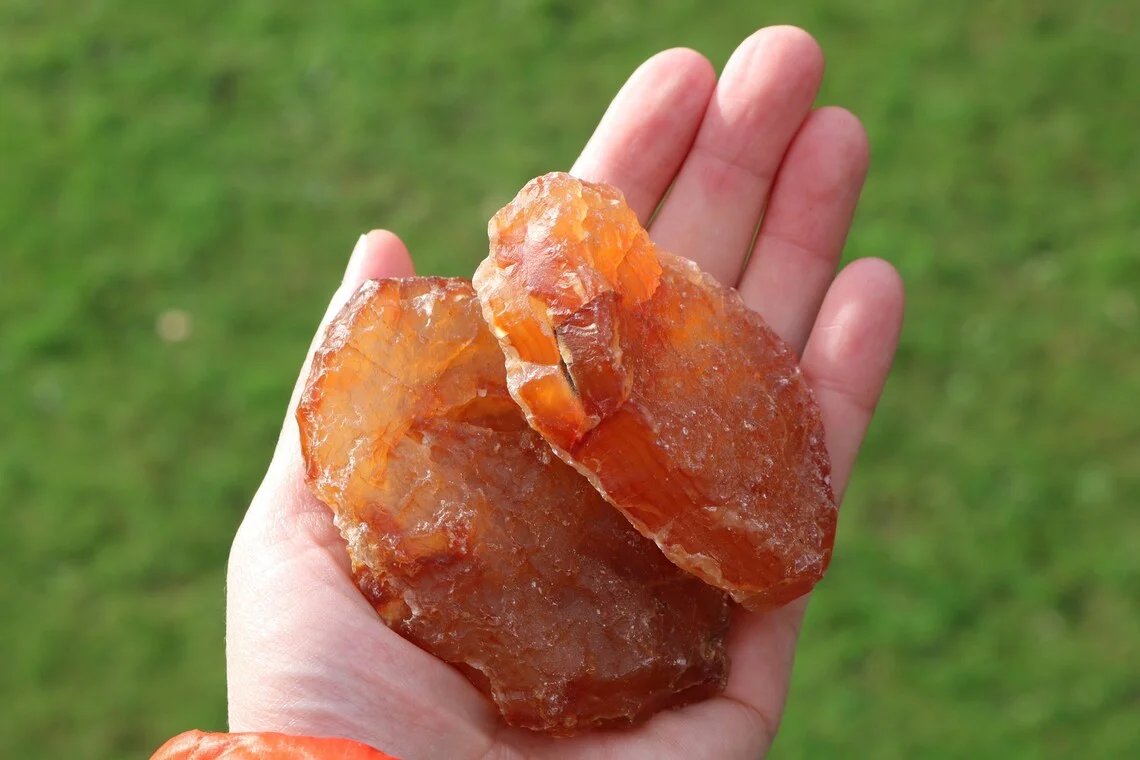 Smooth carnelian agate palm stone or gift